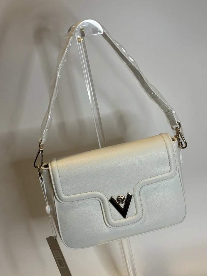 VALENTINO ORLANDI Bolso de Cuero Vegano Blanco con Bandolera y Bolsa NUEVO CON ETIQUETAS Foto 4 de 4