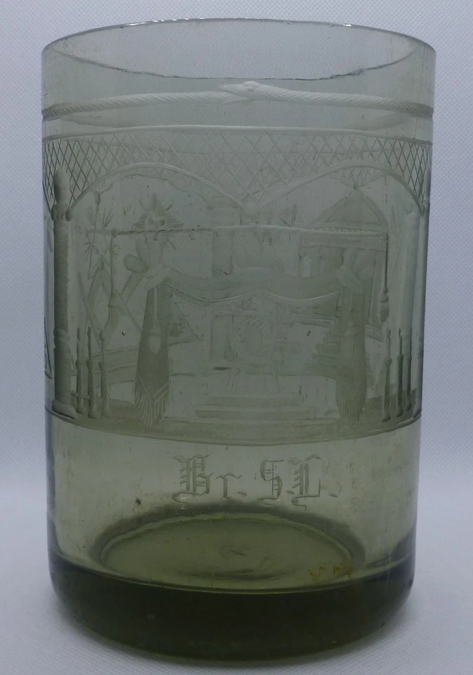 Vinted Logenglas, 50er -60er Jahre, Freimaurer, geschliffenes Glas in Vasenform - Bild 1 von 4
