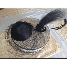 Vintage 1950s Rhinestone Feather Fascinator Headpiece Pair Veil Comb Hat Box