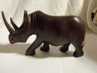Wood Rhino, Hand Made In Kenya, Displays Very Nice, Teak ? 8 Inches Tail to Horn — photo 2
