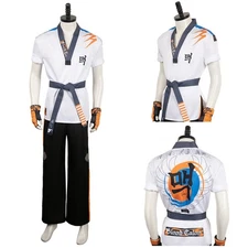 Hwoarang Cosplay Costume Halloween Tekken Game Hwoarang White suit+Gloves+belt