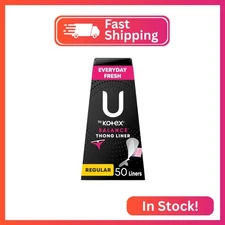 U by Kotex Balance Daily Panty Liners for Thongs, Wrapped, Light Absorbency, Reg