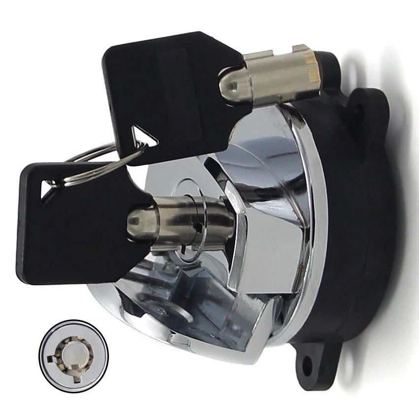 Kit de interruptor de llave de encendido cromada 71450-04 para Harley-Davidson Fat Boy 2000-2010 Foto 4 de 4