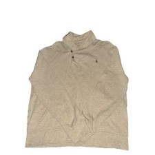 Polo Ralph Lauren Luxury Jersey Shawl-Collar Pullover Mens L 100 Cotton Tan