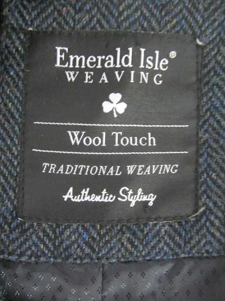 Emerald Isle Weaving Mens L Navy Blue Black Wool Herringbone Vest UK 56 43" - Image 2 of 4