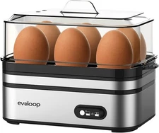 Evoloop Rapid Egg Cooker Electric 6 Eggs Capacity, Soft, Medium, Hard Boiled, Po