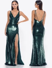 Portia Scarlett Evening Gown Size 4 Emerald Full Sequin Mermaid Photoshoot