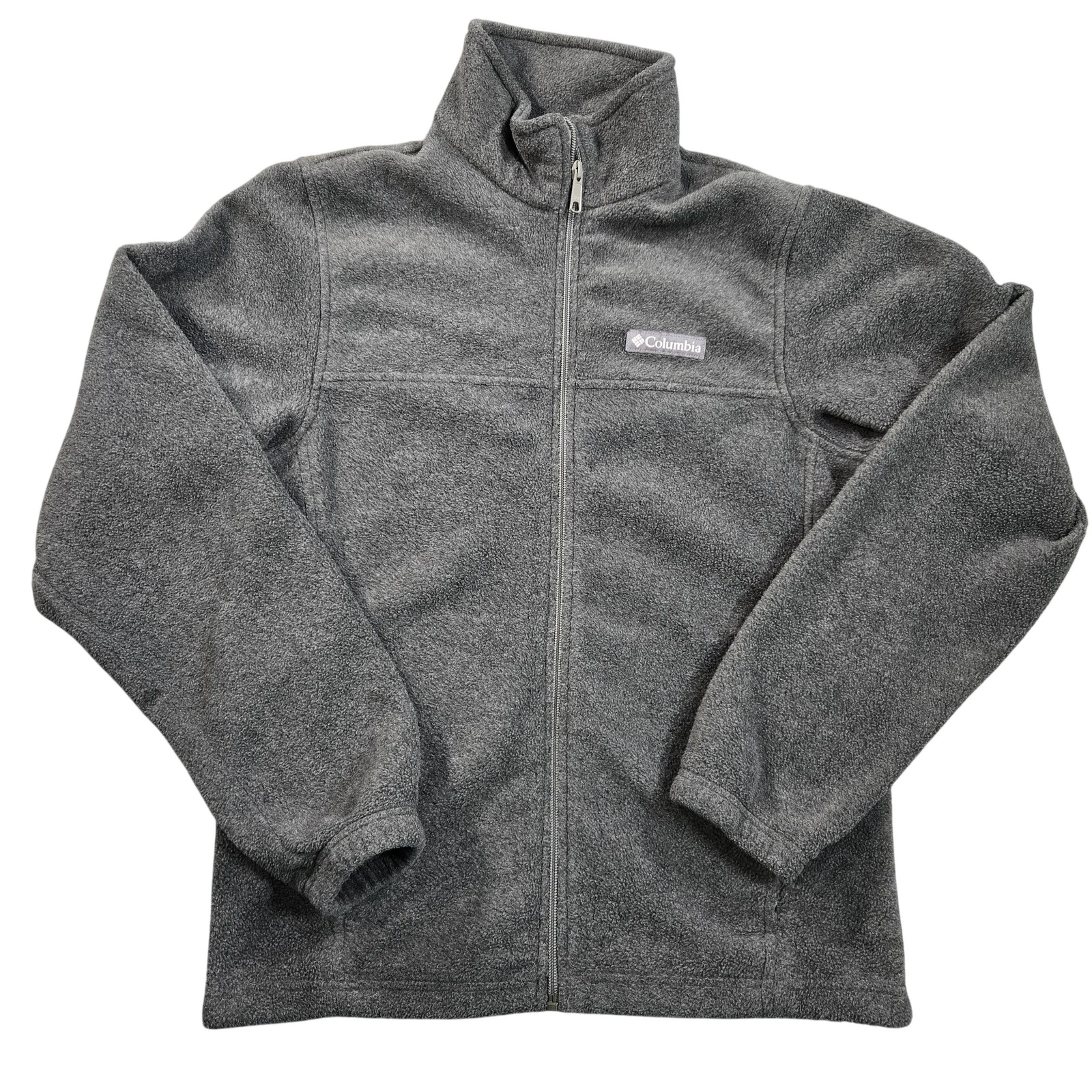 Columbia Jacket Mens Small Gray Fleece Full Zip Outdoor Hiking Warm Casual Layer