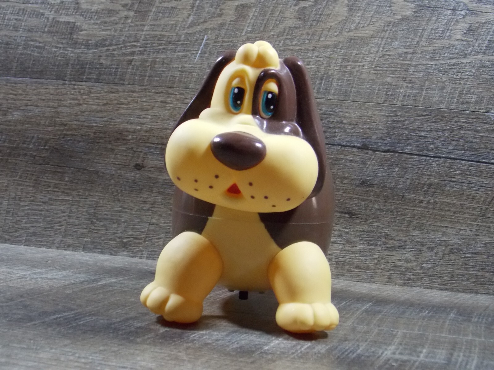 Hard Plastic Vintage Dog Toy with Rubber Legs, Barks and Whi