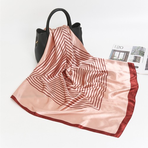 Clásico 90*90 cm Pequeños Mantones Cuadrados Rayas Satén Seda Bufanda Bolso Cinta Bandana - Imagen 13 de 15