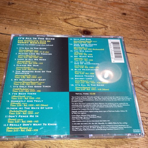 Tommy Edwards - It's Al In The Game - The Complete Hits Of Tommy Edwards 01915 - Bild 3 von 3