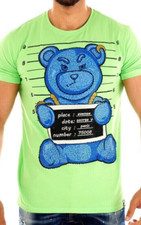 Avenue George V Paris T-Shirt Men's fitted Green Tee Teddy Rhinestone XL 2XL 3XL