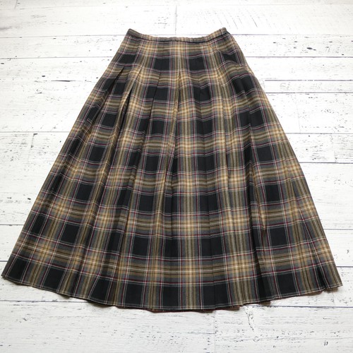 Vintage Pendleton Größe 14 braun schwarz kariert 100 % Wolle plissiert Lehrer