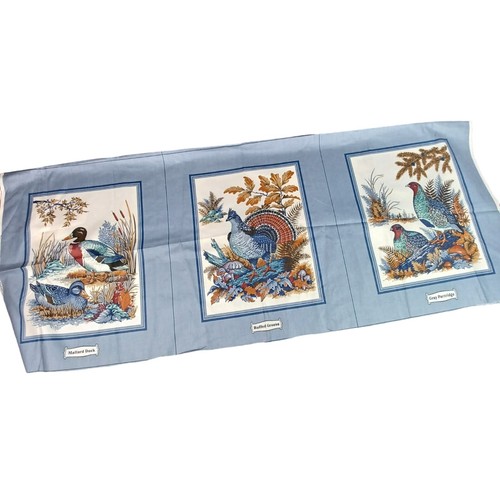 Cranston Game Birds Picture Book Patches Blue Fabric Cut & Sew Panels Duck Quail - Picture 7 of 14
