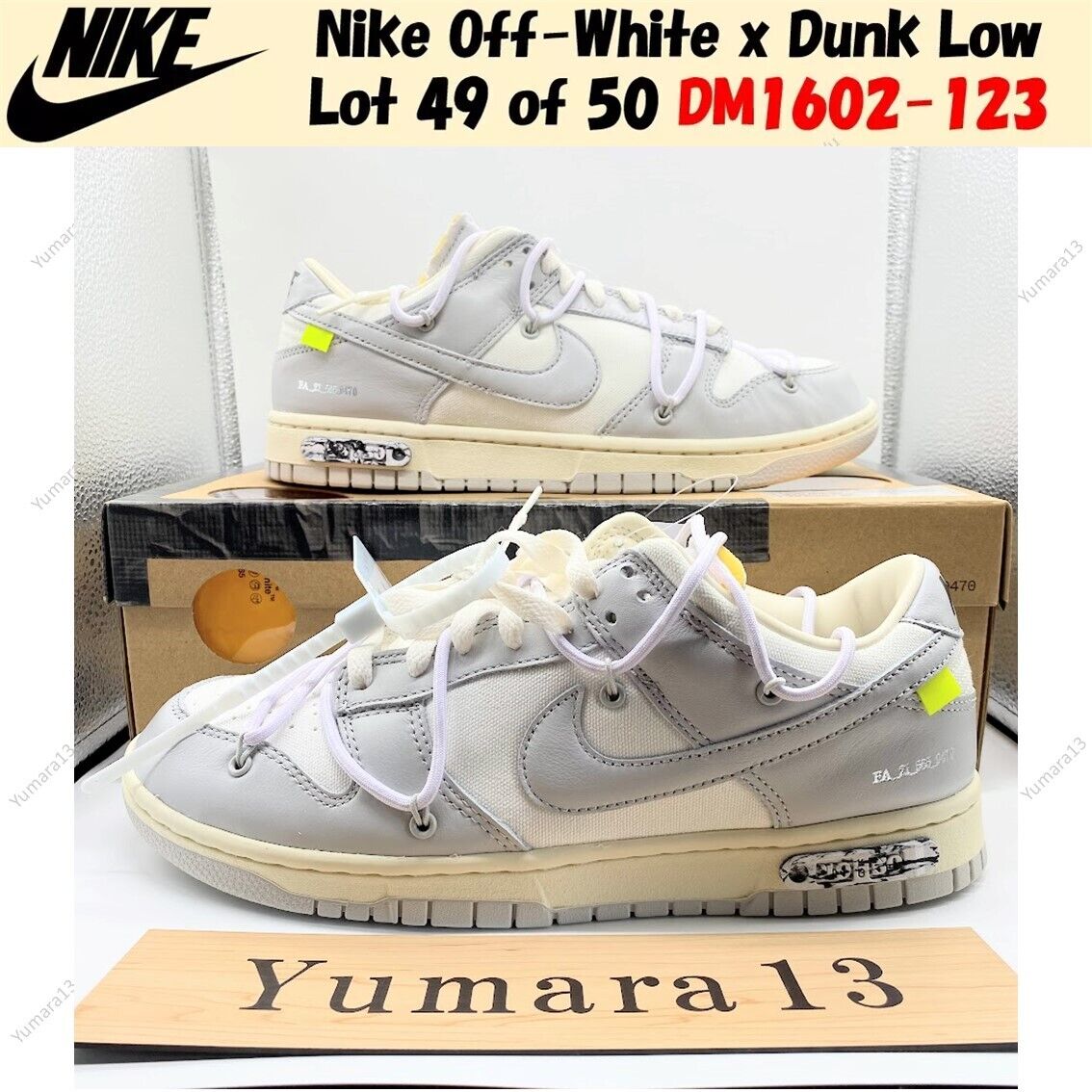 Nike Off-White x Dunk Low Lot 49 of 50 DM1602-123 Men's Size Nike Off-White x Dunk Low Lot 49 of 50 DM1602-123 Men's Size