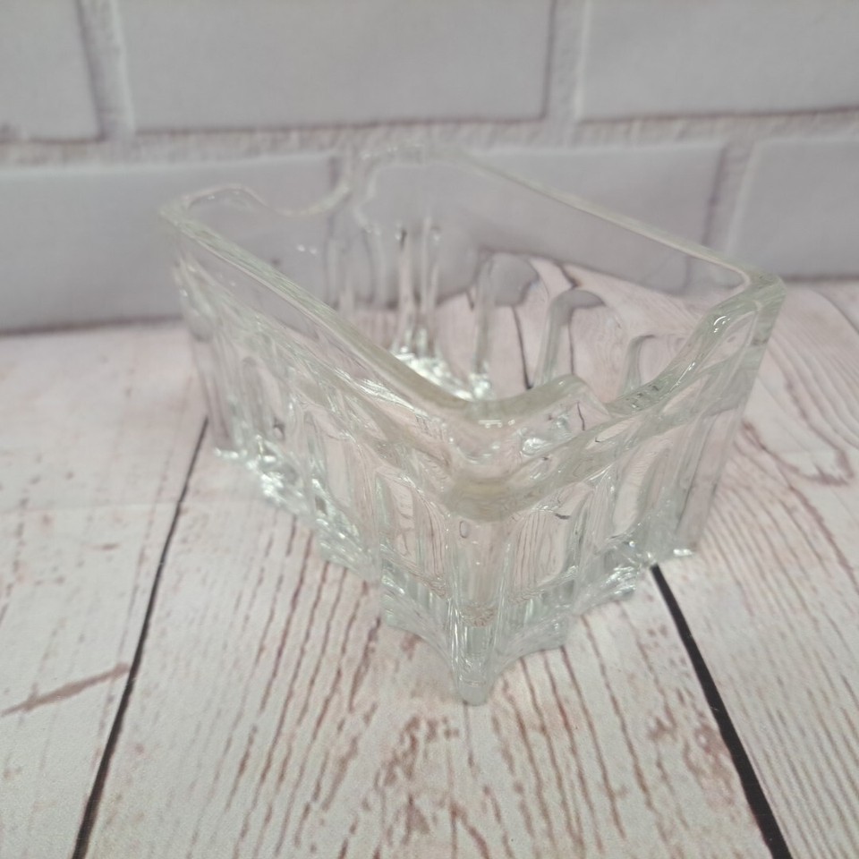 VTG Clear Glass Sugar Condiment Packet Holder Arch Design 3.5 x 2", NOS