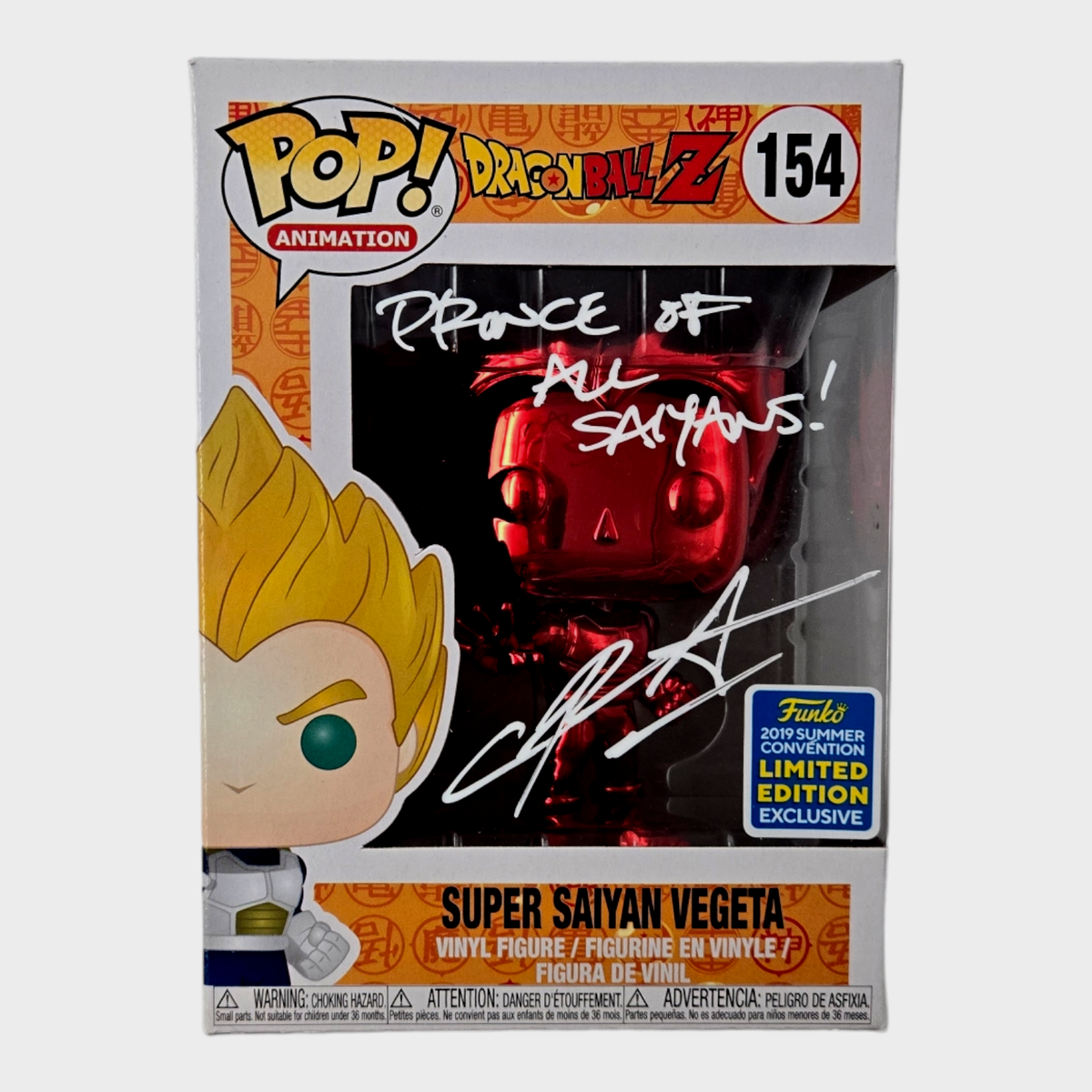 Funko Pop Vegeta Christopher Sabat Vegeta Funko POP! #1627 - Dragon Ball Z  Facsimile Signed Collectible With Case Christopher Sabat Signed Vegeta, image size:1200x1200