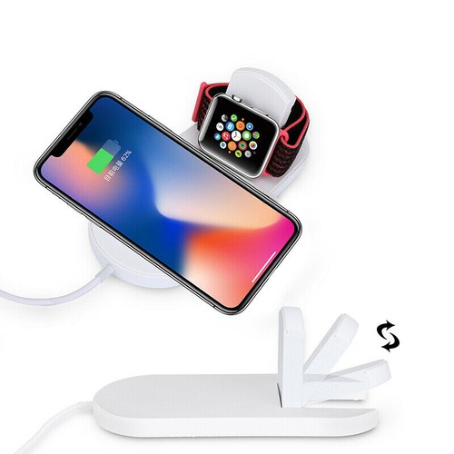 Base de carga de carga inalámbrica rápida 2In1 para Apple Watch iPhone X XS  8 | eBay