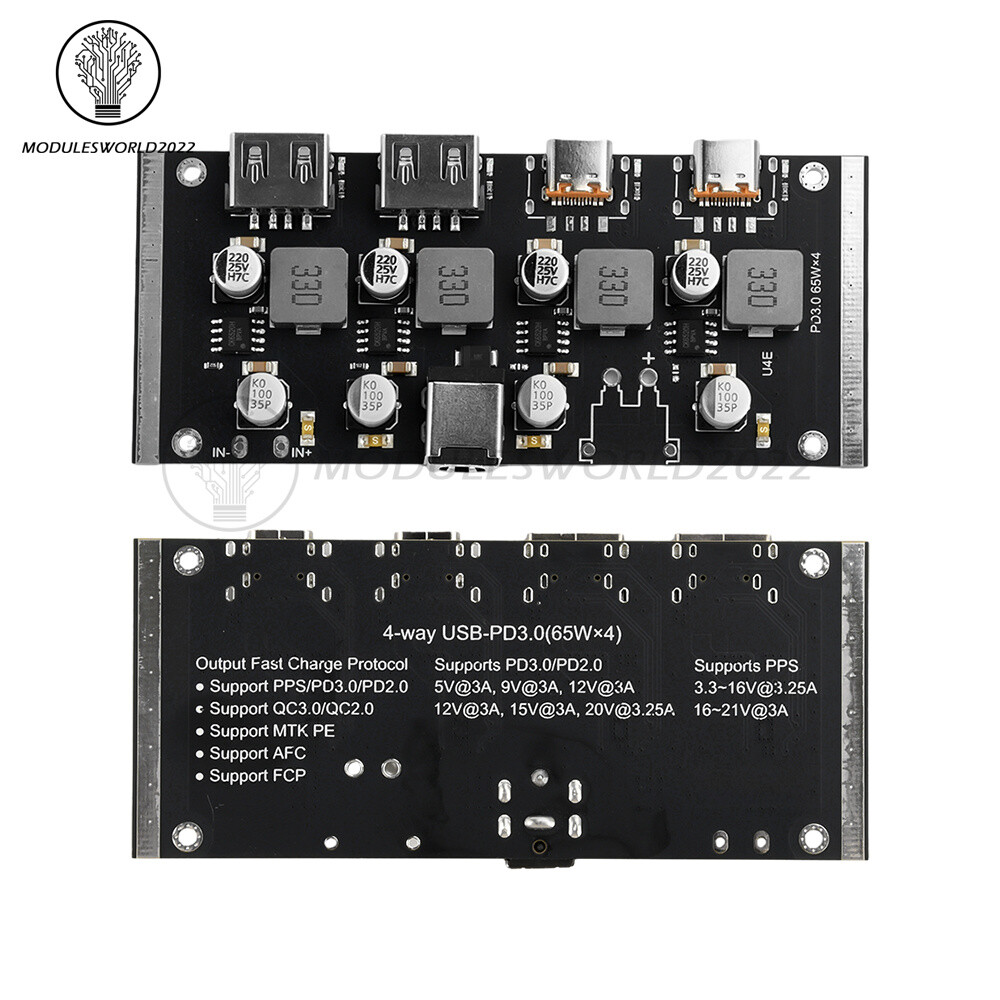 4-way PD65W Fast Charging Module Type-C USB-A  Support PD3.0/2.0 QC3.0/2.0 FCP