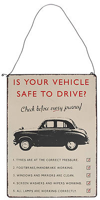Vintage VEHICLE SAFETY Vintage Metal Sign BLECHSCHILD / Wanddeko Rockabilly