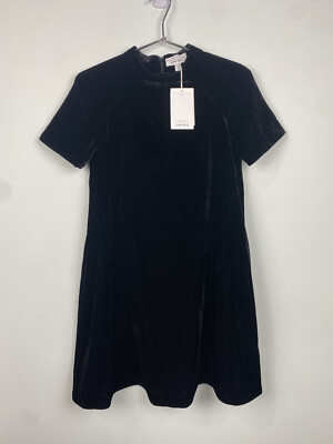 & Other Stories Black Crushed Velvet A-Line Short Sleeve Dress Size 0 | eBay