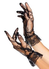 Leg Avenue G1260 Lace Wrist Length Ruffle Gloves Black