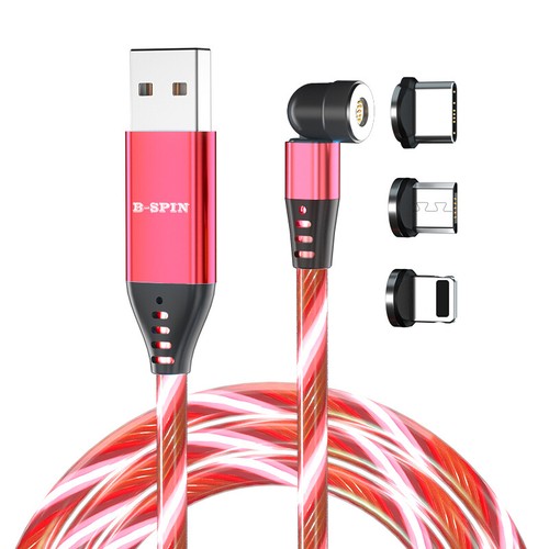 540° magnético 3A cable de datos de carga rápida luz LED para iPhone Micro USB Tipo-C - Imagen 15 de 43