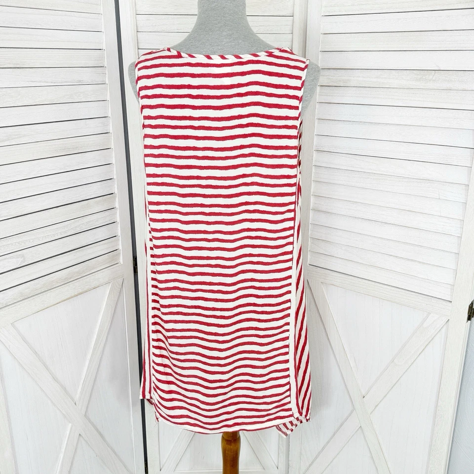 India Boutique Funda de Natación Mujer Talla Única Rojo Blanco Rayas Vestido de Playa Sin Mangas Foto 3 de 4