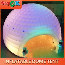 LED Inflatable Dome Tent W/Large Opening Outdoor AirIcegloo House for Wedd Party