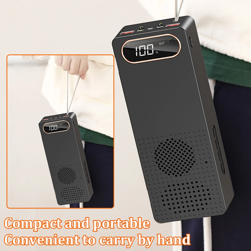 Portable 8*18650 Power Bank Case with Built-In Speaker Fast Charger No Welding DIY Shell