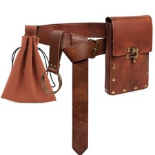 Retro Medieval Renaissance Steampunk Cosplay Costume Leather Waist Belt Pouch...