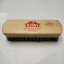 Vintage Kiwi 100 Horsehair Shoe Shine Brush Wood Handle Care Polish