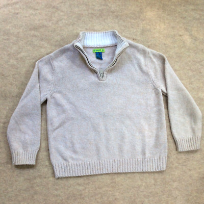 Greendog Toddler Boy's Beige 100% Cotton 1/4 Zip Sweater Long Sleeve Size 4T