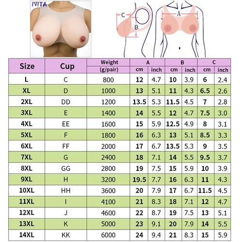 D-KK Cup Vest Straps Style Silicone Breast Forms Realistic Boobs Chest Enhancers - Picture 3 of 21