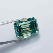1 Ct Greenish Blue Loose Diamond 7x5MM Emerald Cut VVS1 Grade Gemstone 1 gift