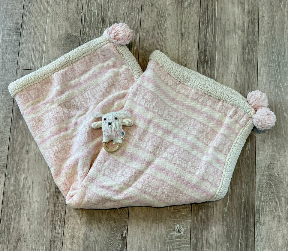 Pottery Barn Niños Cochecito de Bebé Rosa Tejido Stoller Manta Crema Sherpa 30”x40” Foto 2 de 4