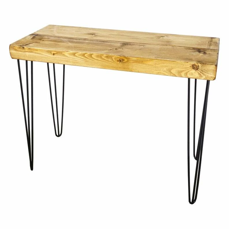 CHUNKY Console With Black Hair Pin Legs - Freestanding Reclaimed Wooden Table - Image 2 of 4