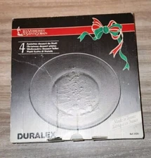 DURALEX NOEL CHRISTMAS TREE 4 PC 8" GLASS SALAD PLATES HOLIDAY DINNERWARE 