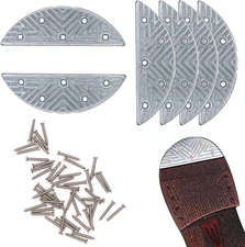 3 Pairs Metal Heel Plates Shoe Heel Taps Tips Sole Pad Replacement with Nails