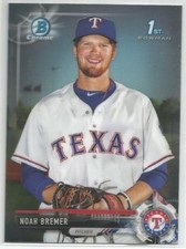 Noah Bremer Texas Rangers 2017 1st Bowman Chrome Draft Baseball