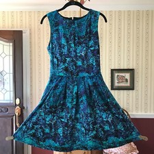 Mossimo Blue Pleated Dress Pockets Stretch Size Small