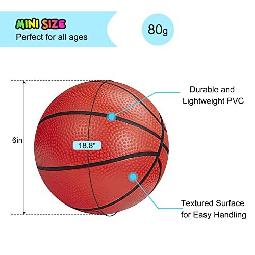 Mini Basketballs,3 Pack 6" Small Basketball Set with Pump Durable PVC