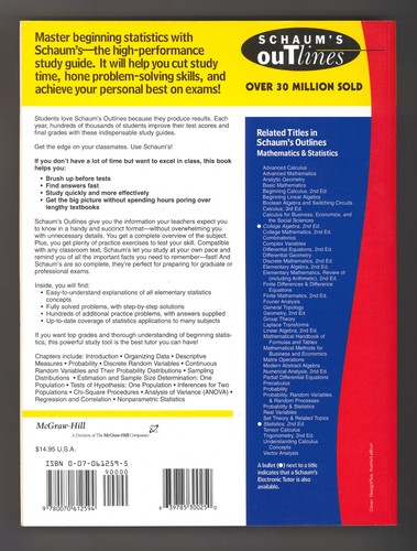 Schaum's Outlines 4 Statistics Books - Elements of Statistics I & II, Stats 3 ed - Imagen 3 de 9
