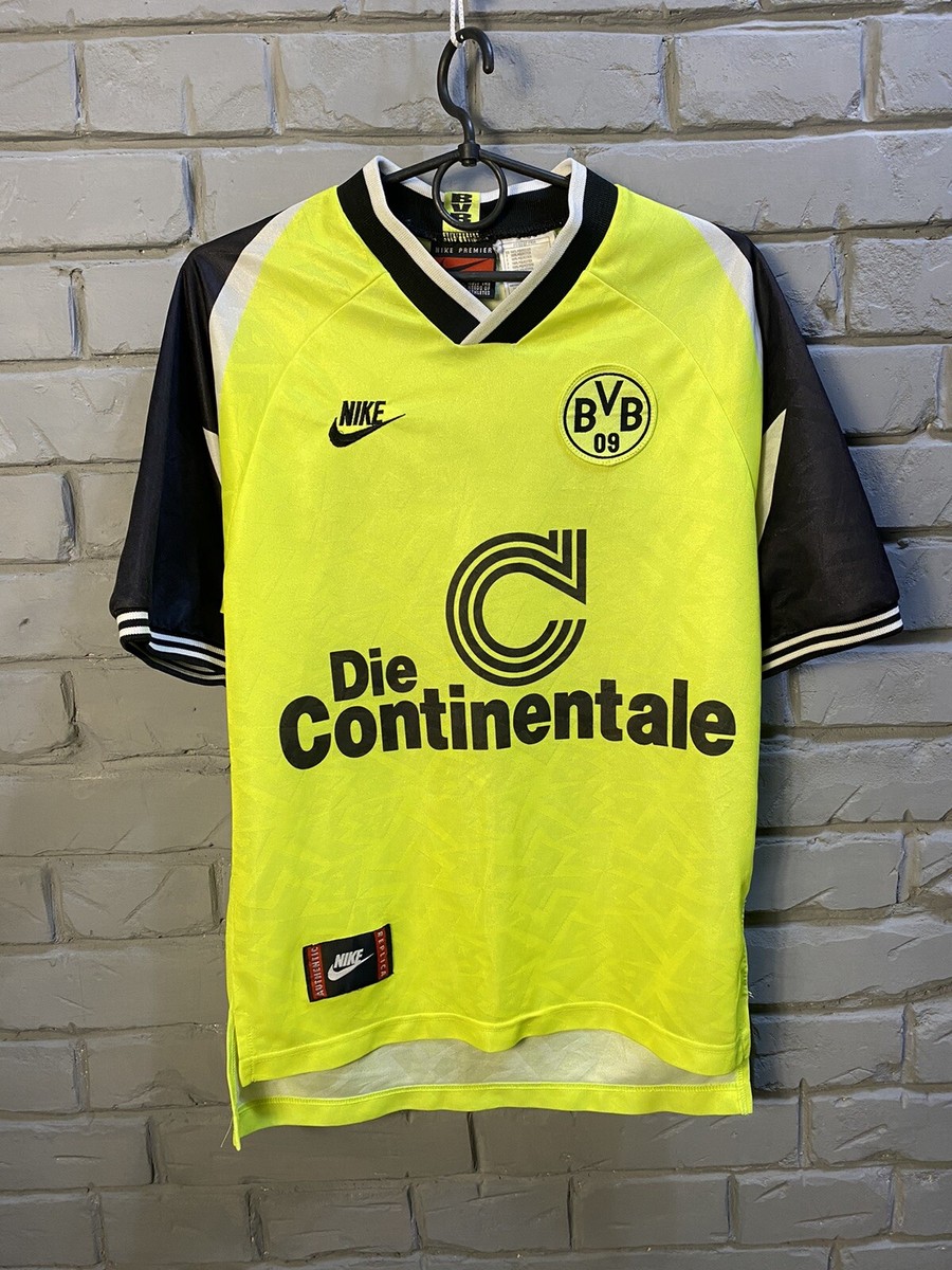 激レア！　Nike Borussia Dortmund Home 95 #4 1994-95 Borussia Dortmund Home L/S Shirt - 8/10 - (S)