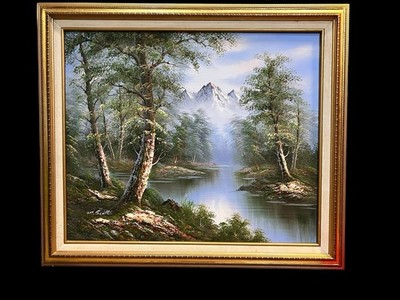 Vintage M. Scott Oil Painting 3D Textured Landscape Framed 29x25  Signed