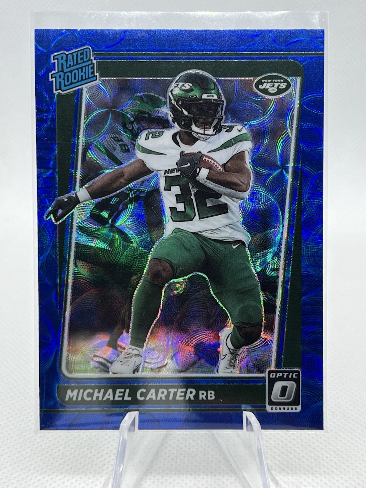 2021 Panini Optic - Rated Rookie Michael Carter #235 Blue Scope Prizm (RC)