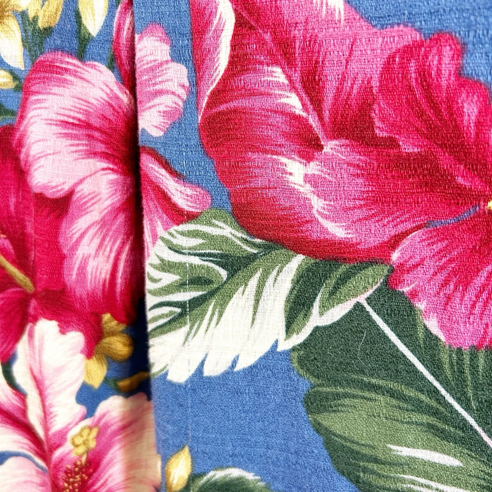 Maxi Vestido Luau Largo Manga Abullonada Rojo Azul Tropical Hawaiano De Colección Lucky You... Foto 4 de 4