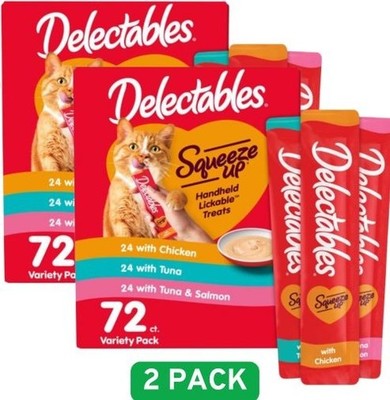 Hartz Delectables Squeeze Up Variety Pack Lickable Cat Treats,0.5oz,144 count