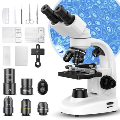 Compound Binocular Microscope for Adults, Professionals & Kids, White