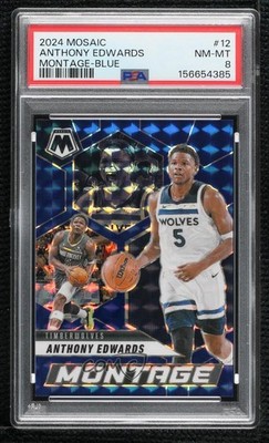 2024-25 Panini Mosaic Montage Blue Prizm 172/199 Anthony Edwards #12 11es